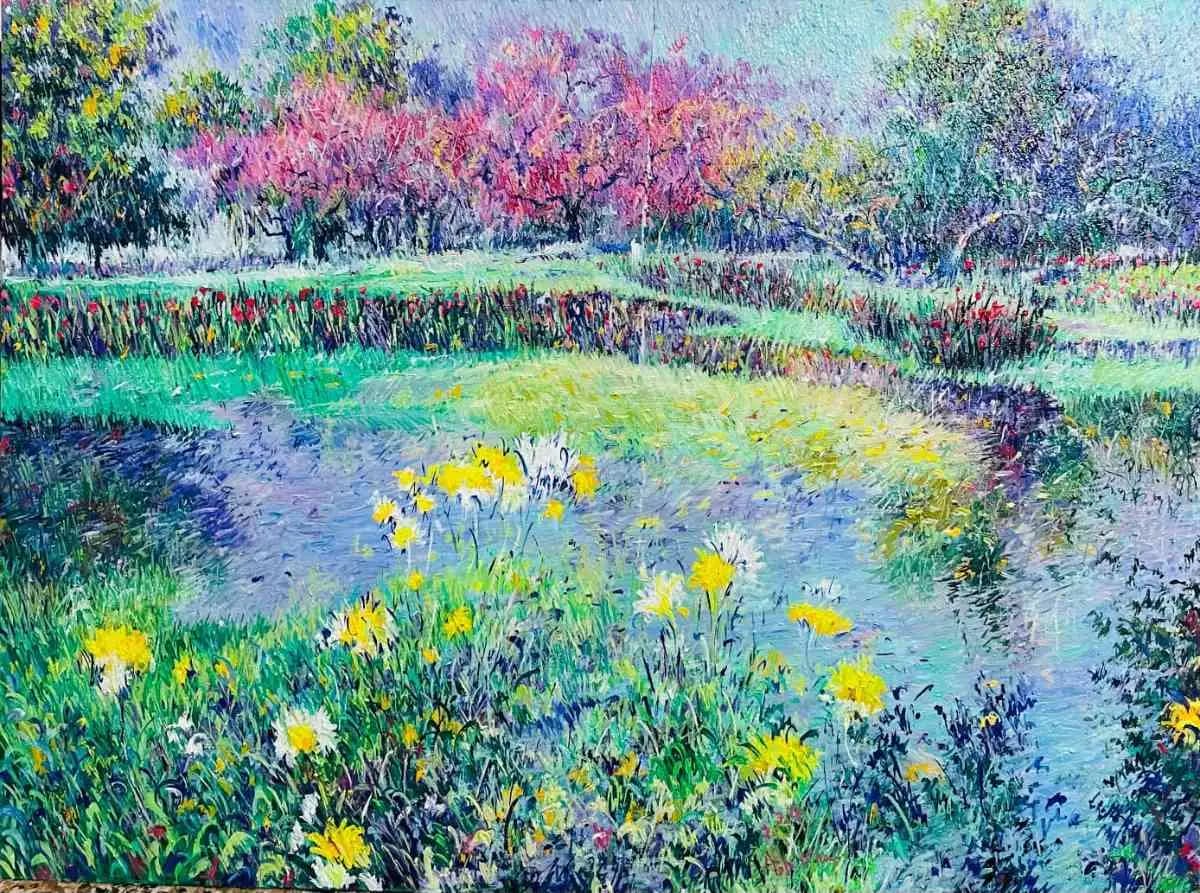 A Landscape Holding Breath1 — Oil on canvas by Abid Khan