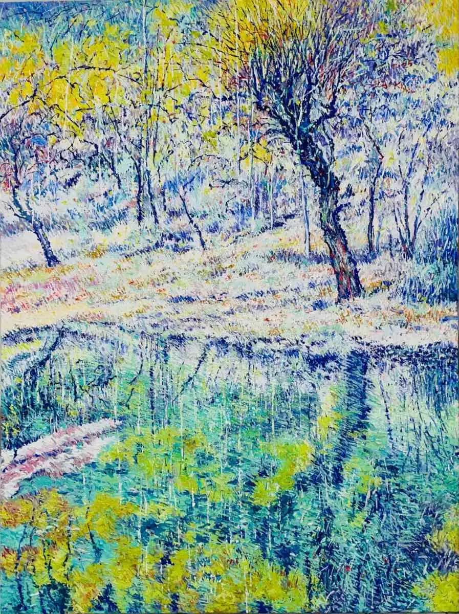Between Rain and Silence — Oil on canvas by Abid Khan