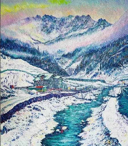 Cold Light, Endless Hills — Oil on canvas by Abid Khan
