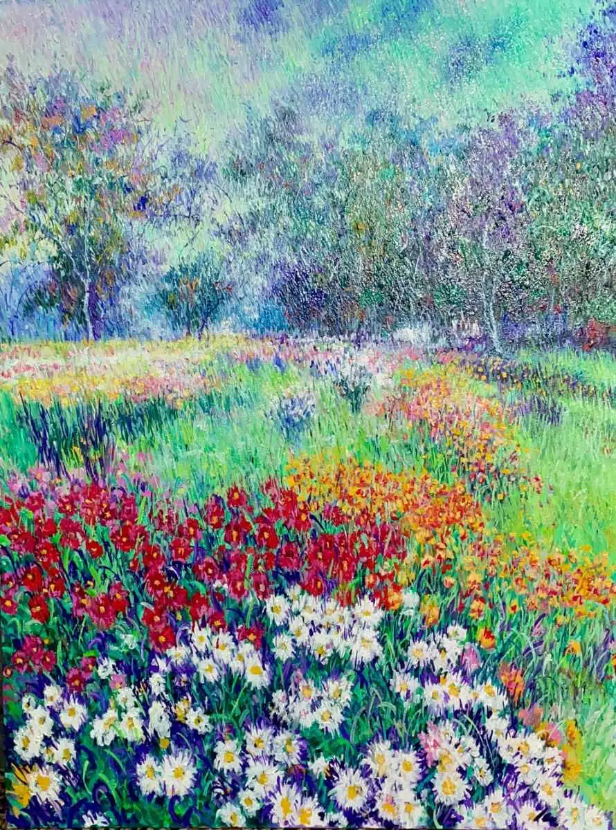 Petals and Passing Hours — Oil on canvas by Abid Khan