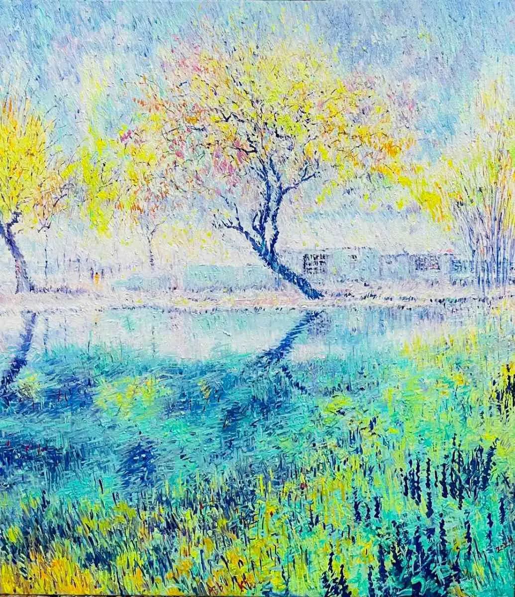 Where Days Move Slowly — Oil on canvas by Abid Khan